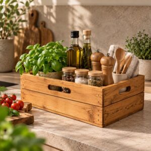 Houten Opbergkist met Greep Bruin – 47*28*14cm