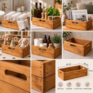 Houten Opbergkist met Greep Bruin
