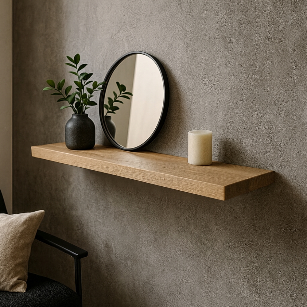 Wandplank Eiken Zwevend 24mm Dik Recht – Op Maat