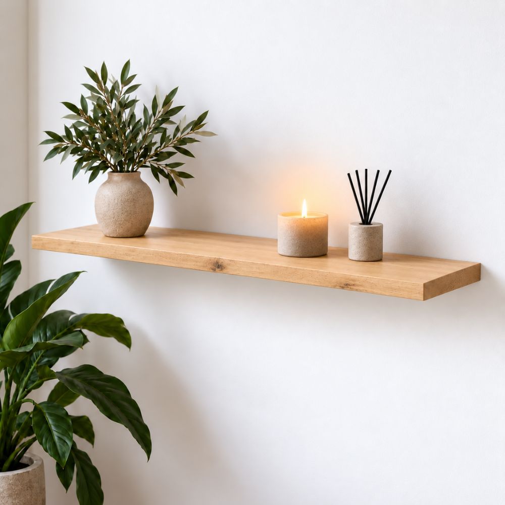 Wandplank Eiken Zwevend Recht 24mm - Op Maat