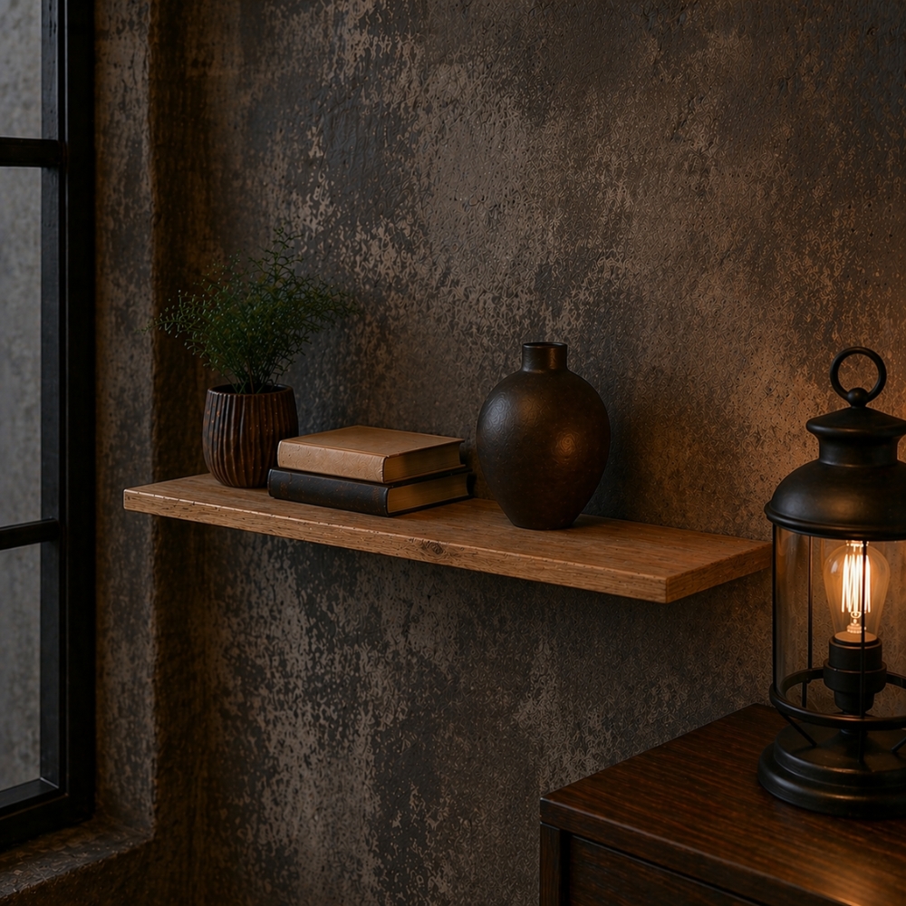 Zwevende Wandplank Oud-Eiken Recht 25mm (4)