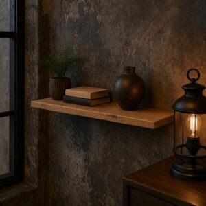 Zwevende Wandplank Oud-Eiken Recht 45mm – Op Maat