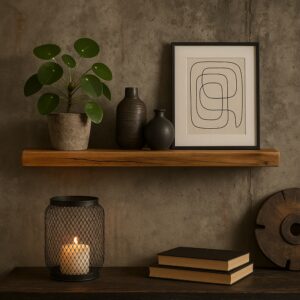 Zwevende Wandplank Oud-Eiken Recht 45mm – Op Maat (1)