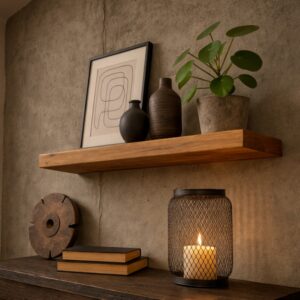 Zwevende Wandplank Oud-Eiken Recht 45mm – Op Maat (2)