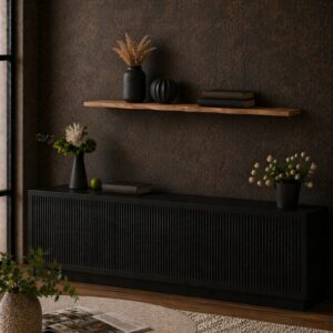 Zwevende Wandplank Oud-Eiken Boomstamrand 25mm (1)