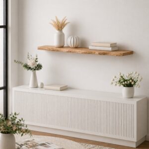 Zwevende Wandplank Oud-Eiken Boomstamrand 45mm 3