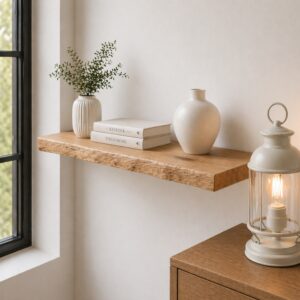 Zwevende Wandplank Oud-Eiken Boomstamrand 45mm 5