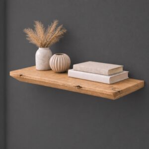 Japandi Wandplank Oud-Eiken 25mm met Facetranden Ronde Hoeken