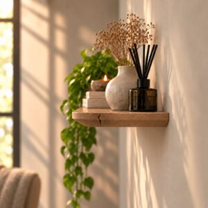 Japandi Wandplank Oud-Eiken 25mm met Facetranden Ronde Hoeken 9
