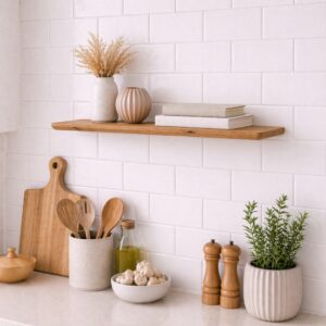 Japandi Wandplank Oud-Eiken 25mm - Facetrand & Ronde Hoeken