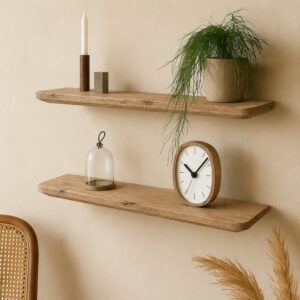 Japandi Wandplank Oud-Eiken 25mm - Facetrand & Ronde Hoeken