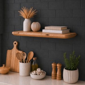 Japandi Wandplank Oud-Eiken 45mm - Facetrand & Ronde Hoeken