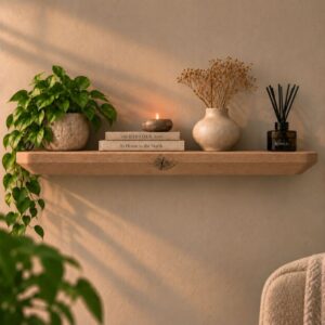 Japandi Wandplank Oud-Eiken 45mm - Facetrand & Ronde Hoeken