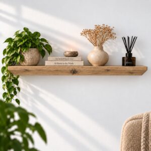 Japandi Wandplank Rustiek Eiken 42mm – Facetrand & Ronde Hoeken