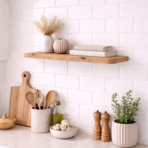 Japandi Wandplank Oud-Eiken 25mm – Ronde Hoeken