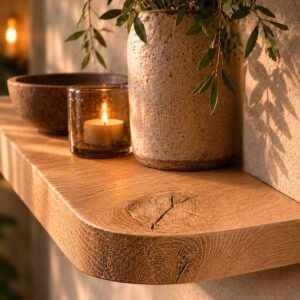 Japandi Wandplank Oud-Eiken 45mm Ronde Hoeken