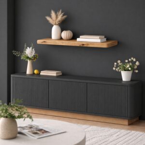 Japandi Wandplank Oud-Eiken 45mm met Ronde Hoeken (1)