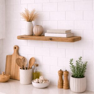 Japandi Wandplank Oud-Eiken 45mm en Ronde Hoeken