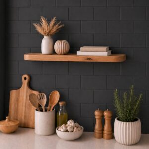 Japandi Wandplank Oud-Eiken 45mm – Ronde Hoeken