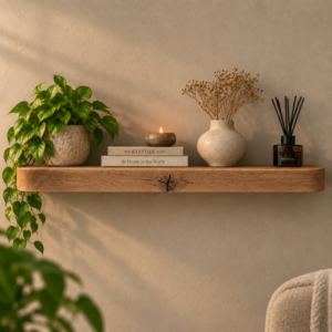 Japandi Wandplank Oud-Eiken 45mm – Ronde Hoeken