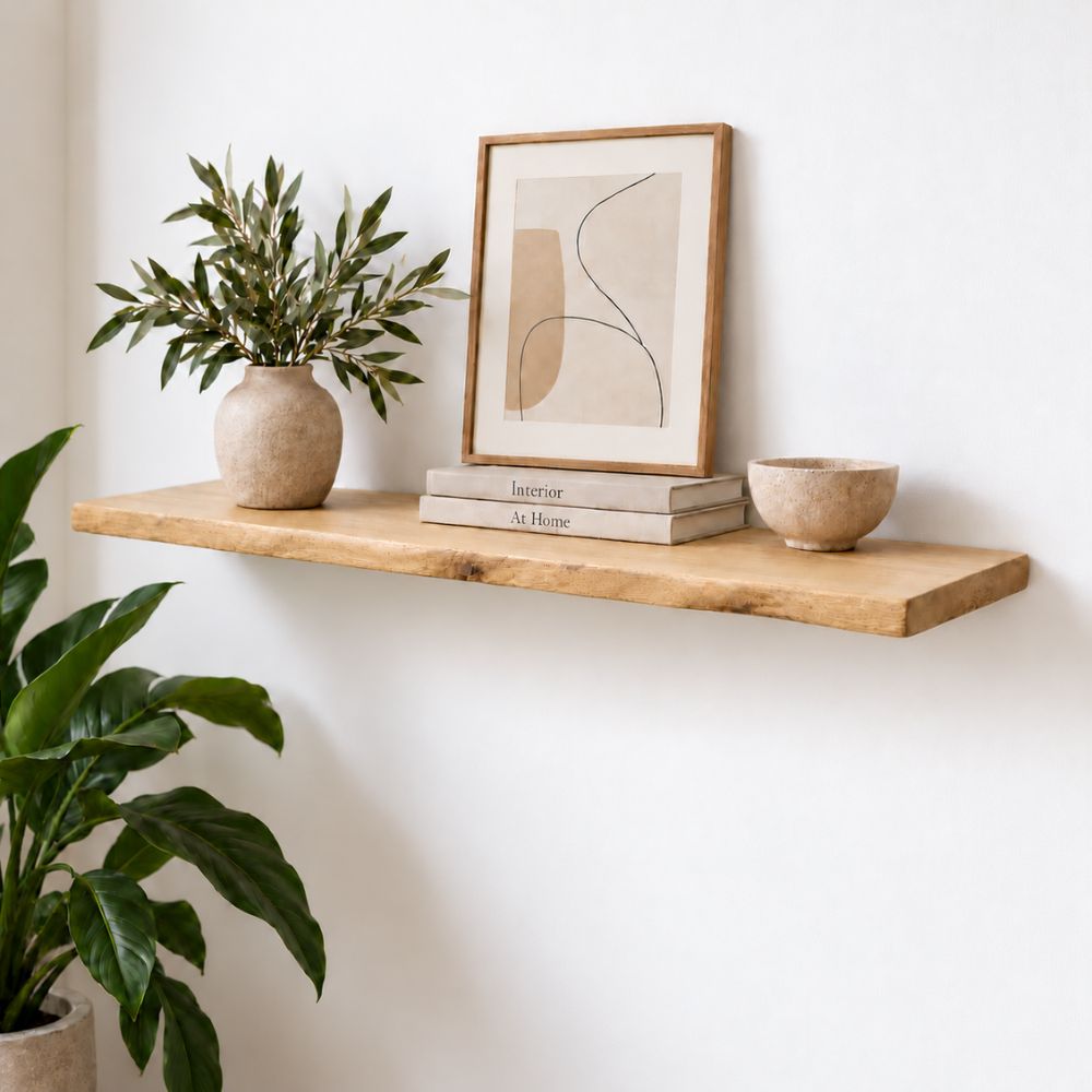 Wandplank Eiken Boomstam Zwevend 24mm - Op Maat