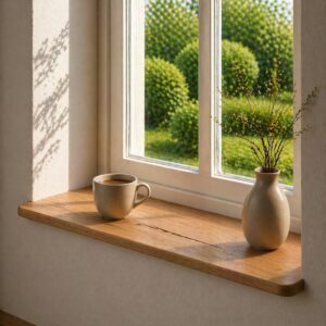 Japandi Vensterbank Oud-Eiken 25mm en Ronde Hoeken (1)