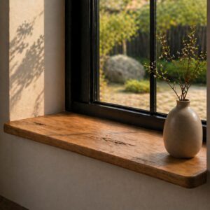 Japandi Vensterbank Oud-Eiken 25mm – Ronde Hoeken