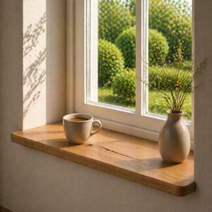 Japandi Vensterbank Oud-Eiken 45mm en Ronde Hoeken (3)