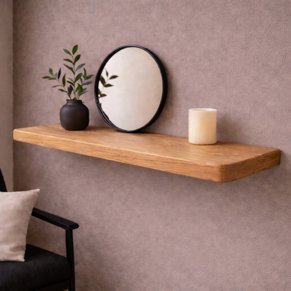 Japandi Wandplank Eiken 42mm – Ronde Hoeken