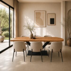 Eettafel Massief Oud Eiken Quart de Cercle – Op Maat (1)