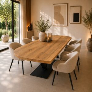Eettafel Massief Oud Eiken Quart de Cercle – Op Maat (3)