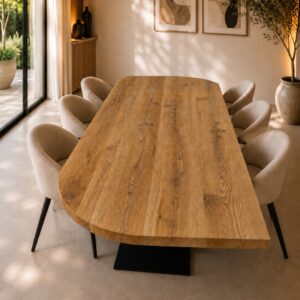 Eettafel Massief Oud Eiken Quart de Cercle – Op Maat (5)