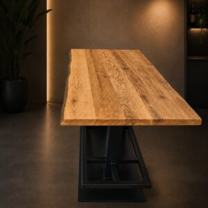 Bartafel Table Haute Oud Eiken Met Voetsteun (3)