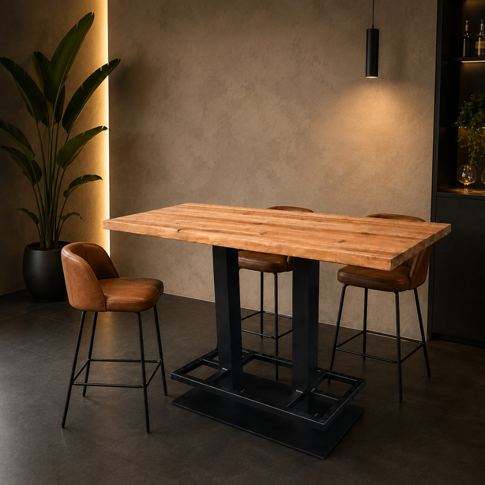 Bartafel Table Haute | Oud Eiken | Met Voetsteun – Op Maat