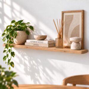 Japandi Wandplank Rustiek Eiken 25mm – Rond Afgewerkt (3)