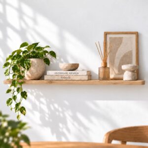Japandi Wandplank Rustiek Eiken 25mm – Rond Afgewerkt